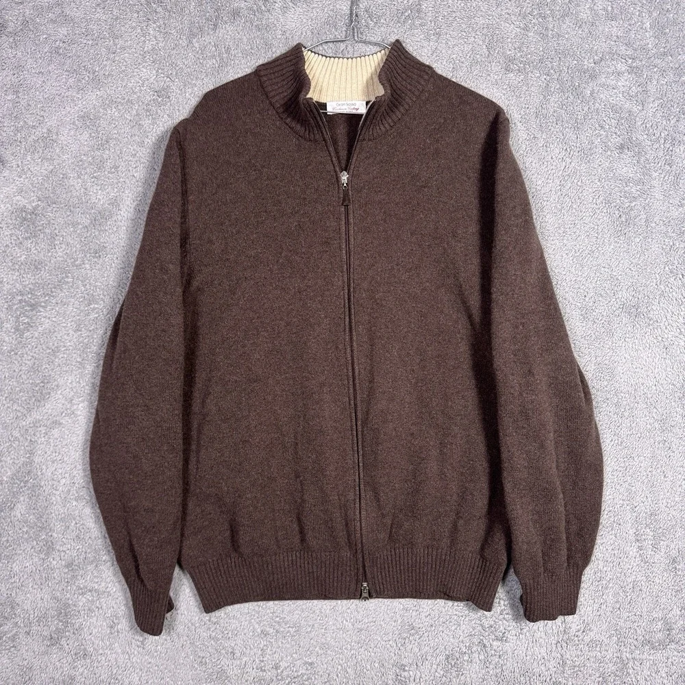 Gran Sasso Cashmere Geelong Sweater Mens EU 58 Italy Full Zip Cardigan Wool